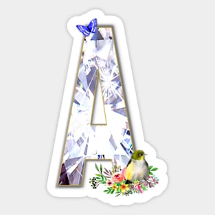 Name Initial Letter A and Silvereye Bird Sticker